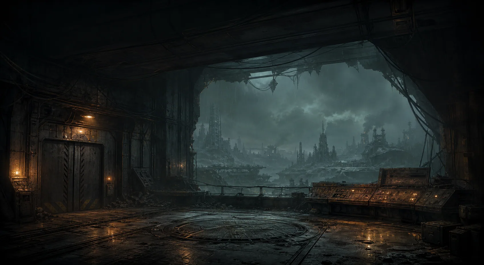 The HERO command shelter facing the wasteland